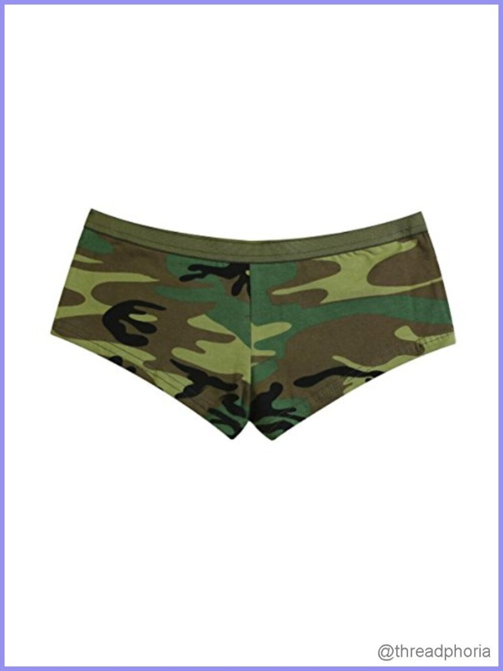 Women's Woodland Camo Booty Shorts Low Rise Cheeky Military Tactical